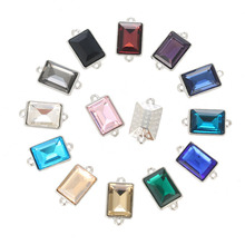 Accesorios de ropa diy, 10x14mm, 20 uds, doble bucle, cristal rectangular, colgante suelto de pedrería/pulsera/diy 2024 - compra barato