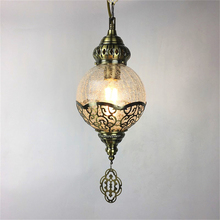 Southeast Asia Handmade Crack Glass Pendant Lights Carving Pendant Lamps Living Room Bedroom Middle East Retro Cafe Fixtures 2024 - buy cheap