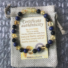 Yoowei Baby Amber Teething Bracelet/Necklace Unisex Baltic Amber Bead Gift Agate Lapis Lazuli Natural Gemstone Jewelry Wholesale 2024 - купить недорого