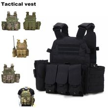 Chalecos tácticos 600D de nailon Molle, chaleco táctico de armadura corporal, portador de placa de caza, Airsoft con bolsas para revistas, equipo de Paintball 2024 - compra barato