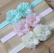 36Pcs/Lot, Chiffon Flower Nylon Baby Headband,Floral Hairbands For Girls,Rhinestone Headband For Children Hair Accessories 2024 - buy cheap