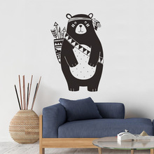 Милые наклейки на стену в виде медведя для детской комнаты с рисунком из мультфильма для детской спальни, гостиной, настенные наклейки для украшения дома 2024 - купить недорого