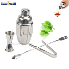 4pcs/set,Cocktail shaker Cocktail Mixer Wine Bar Drinking 350ml & 530ml Shaker Ice Tongs Measure Cup Bar Tool Kit Cup 2024 - buy cheap