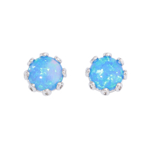 CiNily Created Blue Fire Opal Silver Plated Wholesale Fashion for Women Jewelry Engagement Earrings 5mm OH4590 2024 - buy cheap