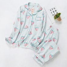 Gavbini conjunto de pijamas feminino, pijamas para mulheres primavera outono manga longa algodão puro macio estampado roupa de dormir confortável roupa de casa 2024 - compre barato