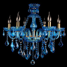 Lustre suspenso e luzes de cor azul, decoração de arte, luz de cristal europeu, moderno, azul, k9, lustre de cristal, ac villa azul l 2024 - compre barato