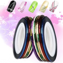 Fantastic 10 Roll Mix Color Metallic Nail Art Tape Lace Line Striping Decoration Sticker UV Gel Polish 2024 - buy cheap