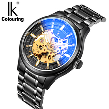 IK Colouring Fashion Casual Men's Brand Watches Automatic Hollow Skeleton relogios Stainless Steel Band Mechanical Wristwatch 2024 - buy cheap