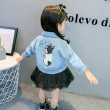 Baby Girls Cartoon Denim Jackets Coats Fashion Children Outwear Coat Sequins Little Girl Design Kids Jeans Jacket For 2 to 7 Yrs 2024 - buy cheap