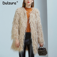 Fluffy Long Faux Fur Coat Women Winter Outerwear 2018 Fashion Fake Mongolia Sheep Fur Jackets Coats Shaggy Hairy Overcoat Femme 2024 - buy cheap