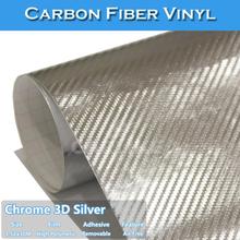 CARLIKE Envío Gratis Chrome Silver 3D Carbon Fiber Car Wrapping Film 2024 - compra barato