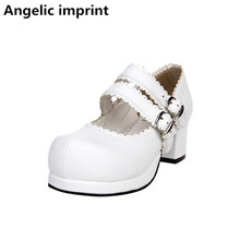 Angelic imprint handmade woman mori girl lolita cosplay shoes lady mid heels pumps women princess dress party shoes 4.5cm 33-47 2024 - buy cheap