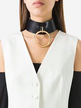 Nova arriva moda punk gótico couro grande o círculo redondo pingente gargantilha colar ajustável para mulher colar jóias 2024 - compre barato