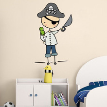 Мультяшные пиратские цветные настенные наклейки для детских комнат, детская комната, съемный постеры для обоев, настенные художественные наклейки для спальни, домашний декор 2024 - купить недорого