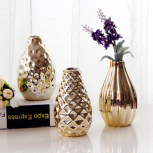 Скандинавское украшение для дома, вазы с цветами, Золотая керамическая ваза, украшение для гостиной, украшения для свадьбы, офиса, отеля, бара 2024 - купить недорого