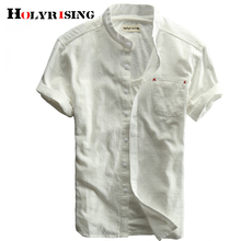 Holyrising camisa de marca de verão masculina, camisa solta de manga curta, fina de linho de algodão, camisetas masculinas da moda, cor sólida, tamanhos 80-5 2024 - compre barato