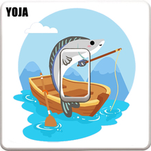 YOJA Cartoon Fishing Interesting PVC Coloured Wall Sticker Switch Decal Accessories 11SS0318 2024 - buy cheap