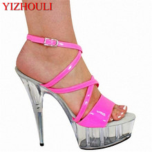 Roman style hollow multi-color 15cm high heels, nightclub stage performance fashion pole dancing sandals 2024 - buy cheap