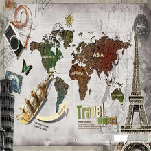 Mural 3D personalizado, mapa del mundo antiguo, decoración de fondo de pared, papel tapiz, mural fotográfico 2024 - compra barato