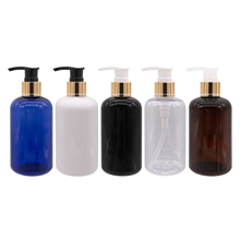 250ml x 24 Plastic PET Bottles With Gold Aluminum Lotion Pump Transparent White Blue Black Container For Liquid Soap Shower Gel 2024 - buy cheap