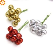 50PCS DIY Glitter Christmas Flowers Artificial Berries Artificial Flowers Stamens For Wedding/Christams Party Decoration 2024 - buy cheap