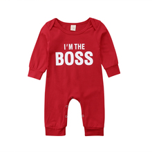 Newborn Infant Baby Girls Boys Lovely Romper Long Sleeve Letter Print Cotton Red Jumpsuits Romper Outfit 0-24M 2024 - buy cheap