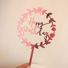 2019 New Rose Red Happy Birthday Acrylic Cake Topper Gold Flower Cupcake Topper For Birthday Party Cake Decorations Baby Shower 2024 - buy cheap