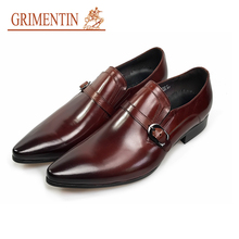 GRIMENTIN-zapatos de vestir de cuero genuino para hombre, calzado informal de negocios, color marrón, a la moda 2024 - compra barato