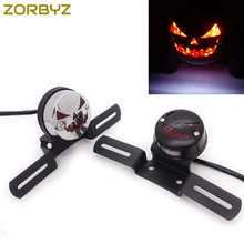 ZORBYZ LED Skull Rear Tail Brake Stop Light With Bracket For Chopper Cafe Racer Old School Bobber Custom 2024 - buy cheap