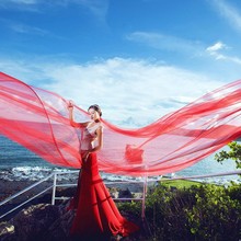 JIN IS YARN-velo de novia largo de una capa, velo de boda rojo de 3M con fotos reales baratas, velo de la cabeza, accesorios de boda, 2019 2024 - compra barato