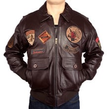 2017 New Men Top Gun Leather Pilot Jackets EU Fat loose big yards Genuine Cowskin Russian Winter Warm Military Coats 2024 - buy cheap