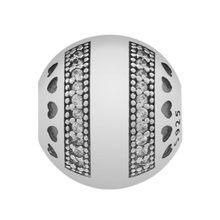 QANDOCCI 925 Clip de corazones de plata esterlina claro CZ joyería Original que hace ajustes para pulseras y brazaletes 2018 colección de otoño 2024 - compra barato