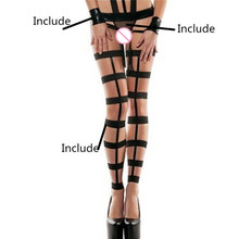Sexy feminino quente preto cinto meias superior liga coxa-highs lingerie ligas conjunto roupa interior aberto virilha calcinha erótica bandagem 2024 - compre barato