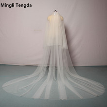 Mingli teng-véu de noiva com duas camadas, cauda catedral, velos de noiva, branco/marfim/branco, cobertura de rosto 2024 - compre barato