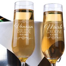 Copas de champán personalizadas con nombre y fecha, 2 pares, regalo de boda 2024 - compra barato