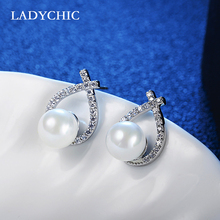 Ladychic brincos de alta qualidade dourados e prateados, zircônio, imitação de pérola, cristal, acessórios joias femininas le1345 2024 - compre barato