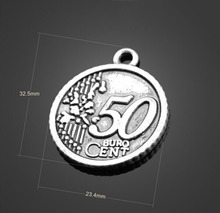 50 шт античные серебряные золотые монетки подвески-DIY фурнитура ожерелье браслет металлические модные сумки аксессуары 32,5 мм X 23,4 мм 2024 - купить недорого