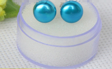 FREE shipping> >>>Genuine Stud 8mm sky-blue freshwater pearls Earrings 925s post j10128 2024 - buy cheap