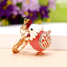 Cute zodiac key chain creative car key ring crystal Fu chick handbag pendant key ring charm jewelry Chicken Key Ring 2024 - buy cheap