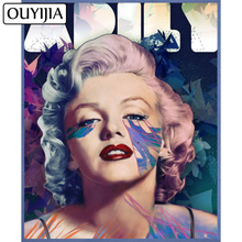 OUYIJIA-pintura de diamante 5D artesanal, cuadro de Arte de Marilyn Monroe, bordado de diamantes, decoración de punto de cruz de Hollywood, mosaico de estrellas 2024 - compra barato