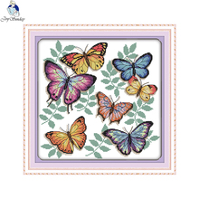 The Colorful Butterflies Patterns Animals Style DIY Handwork  Needlework Cross Stitch kit Printed on Canvas Painting Embroidery 2024 - buy cheap