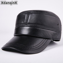 Xdanqquad chapéu de couro genuíno masculino, chapéu casual com tamanho ajustável para outono e inverno 2024 - compre barato