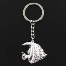 Fashion Goldfish Tropical Fish 35x36mm Pendant 30mm Key Ring Chain Silver Color Men Car Gift Souvenirs Keychain Dropshipping 2024 - buy cheap