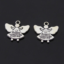 Margaritas de 20x20mm para hacer joyas, abalorios de plata antigua "Angels Watching Over Me", manualidades DIY hechas a mano, 100 Uds. 2024 - compra barato