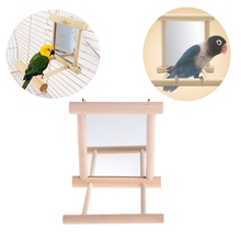 Pet Bird Mirror Wooden Play Toy with Perch Stands For Parrot Budgies Parakeet Cockatiel Conure Finch Lovebird 2024 - buy cheap