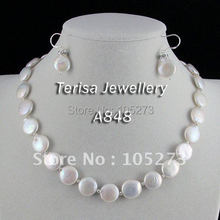 ¡Nuevo envío gratis! # AA 13-14mm 18 "pulgadas Color blanco Coin Shaper agua dulce collar de perlas 100% perlas reales. Collar de perlas 2024 - compra barato