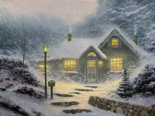Frete grátis clássico Thomas casa da neve floresta cenário canvas pintura a óleo impressa em tela de arte decoração imagem 2024 - compre barato