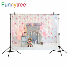 Funnytree-telón de fondo para fiesta de primer cumpleaños, fotografía de pastel Smash, globos rosas, regalo de flores, chimenea, purpurina, Fondo para sesión fotográfica 2024 - compra barato