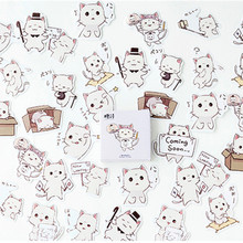 Mini pegatinas de diario de papel de gato feliz, decoración de colección de recortes, 1 lote = 1 paquete = 45 Uds. 2024 - compra barato
