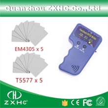 Lector de tarjetas RFID portátil de 125KHZ, fotocopiadora RFID, duplicador de tarjetas de Control de acceso para Modo de identificación + 5 tarjetas T5577 y + 5 tarjetas EM4305 2024 - compra barato